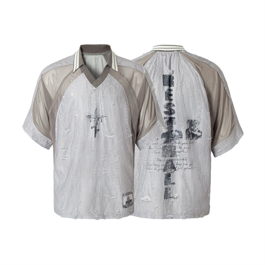 Mens Ripped Hole Polo Shirts Streetwear Punk Cross Short Sleeve T-shirt Men Harajuku Patchwork Summer Jersey Hip Hop Tees Tops
Mens Ripped Hole Polo Shirts Streetwear Punk Cross Short Sleeve T-shirt Men Harajuku Patchwork Summer Jersey Hip Hop Tees Tops