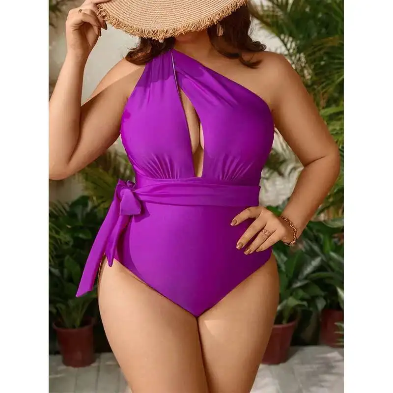 Solid Color Plus Size One-piece Swimsuit for Women, Single Shoulder Sexy Gathering, Tight Fitting Backless Vacation Style Y2k
Solid Color Plus Size One-piece Swimsuit for Women, Single Shoulder Sexy Gathering, Tight Fitting Backless Vacation Style Y2k