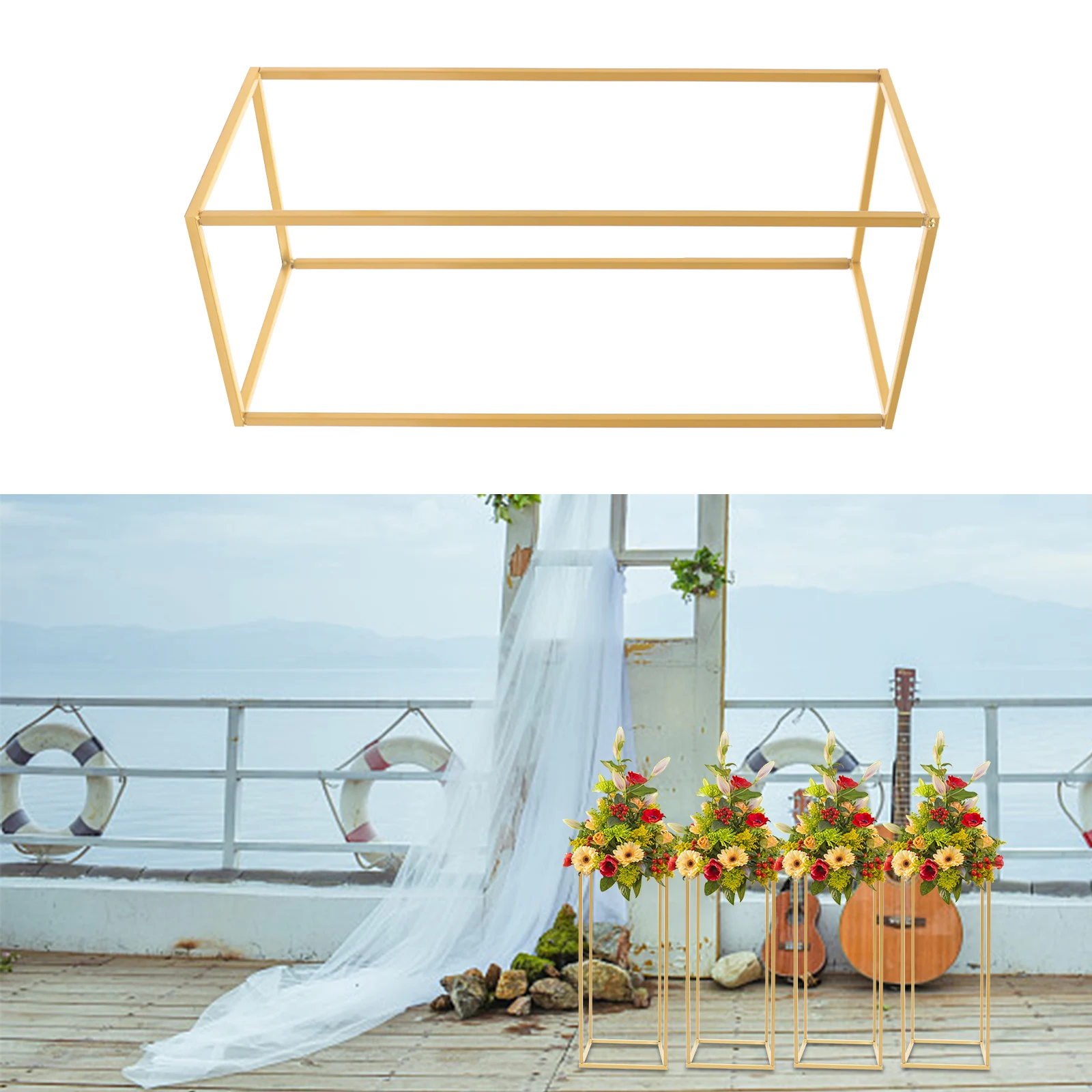 4-Piece Gold Wedding Flower Stand | 60cm Height, Iron Rectangular Flower Holder for Centerpieces
4-Piece Gold Wedding Flower Stand | 60cm Height, Iron Rectangular Flower Holder for Centerpieces
