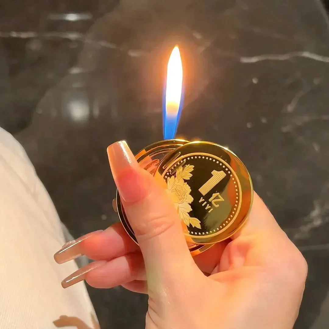2025 Mini Coin Rotating Gyro Inflatable Lighter Metal Butane Gas Torch Outdoor Portable Lighter Personalized Fun Small Tool
2025 Mini Coin Rotating Gyro Inflatable Lighter Metal Butane Gas Torch Outdoor Portable Lighter Personalized Fun Small Tool