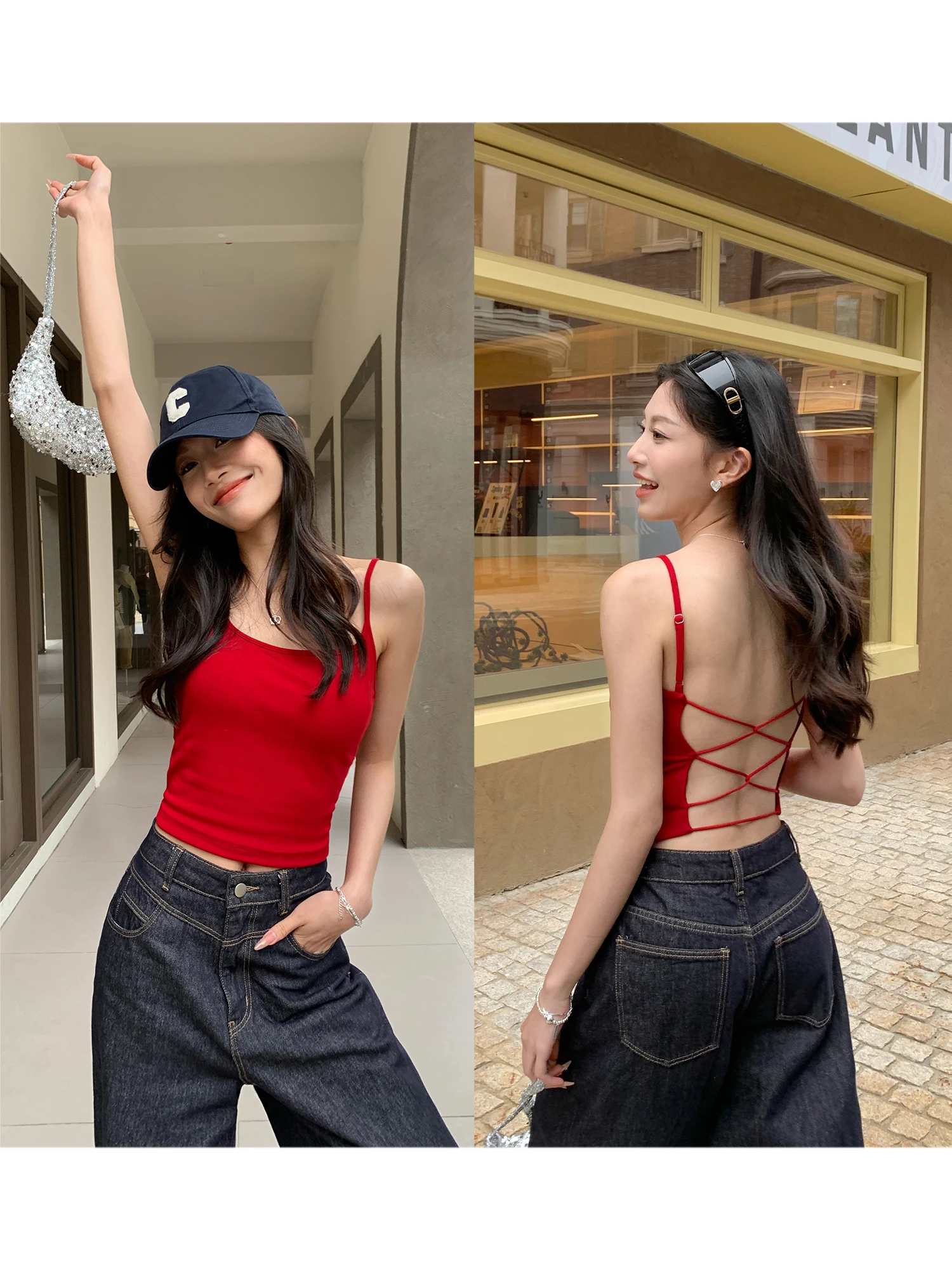 Pusumede Advanced Spicy Girl Backless Strap Vest Women's Outerwear with Chest Pad Sexy Beautiful Back Short Top Casual Style ...
Pusumede Advanced Spicy Girl Backless Strap Vest Women's Outerwear with Chest Pad Sexy Beautiful Back Short Top Casual Style ...