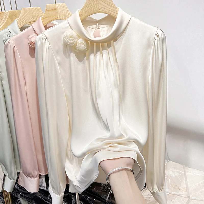 Elegant Floral Long Sleeve Chiffon Shirt Women's Spring Summer New Style Stand Collar Overhead Shirt Korean Style Loose Fit
Elegant Floral Long Sleeve Chiffon Shirt Women's Spring Summer New Style Stand Collar Overhead Shirt Korean Style Loose Fit