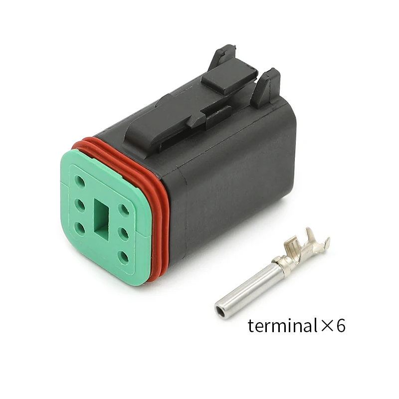 DT06-6S-E004 DEUTSCH Black car waterproof connector 6-pin car connector Black male band male terminal 1062-16-0122
DT06-6S-E004 DEUTSCH Black car waterproof connector 6-pin car connector Black male band male terminal 1062-16-0122