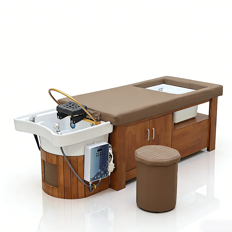 High Quality Salon Furniture Brown Massage Table Head Spa Shampoo Bed Hair Salon Washing Chair Pedicure Chair with Foot Tub
High Quality Salon Furniture Brown Massage Table Head Spa Shampoo Bed Hair Salon Washing Chair Pedicure Chair with Foot Tub