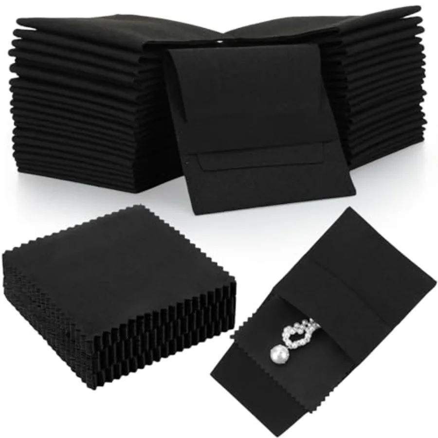 120 Pcs Microfiber Jewelry Pouch 8x8cm Packaging Bag Luxury Gift Fixed Strap Envelope Style Packaging with Cleaning Cloth Black
120 Pcs Microfiber Jewelry Pouch 8x8cm Packaging Bag Luxury Gift Fixed Strap Envelope Style Packaging with Cleaning Cloth Black