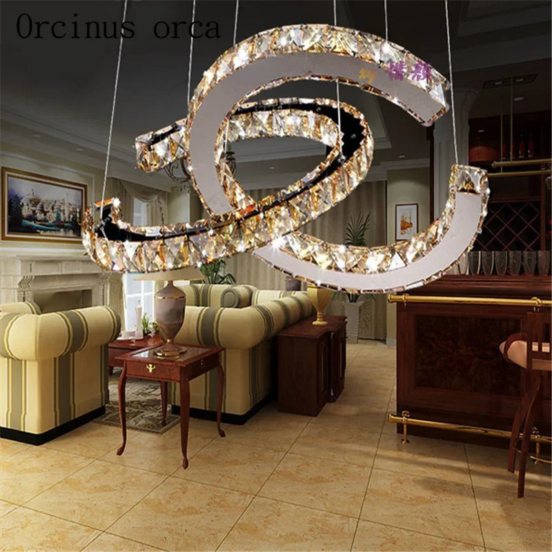 Modern Chrome Chandelier Crystals Diamond Ring LED Lamp Steel Hanging Light Fixtures Adjustable Cristal LED Lustre
Modern Chrome Chandelier Crystals Diamond Ring LED Lamp Steel Hanging Light Fixtures Adjustable Cristal LED Lustre