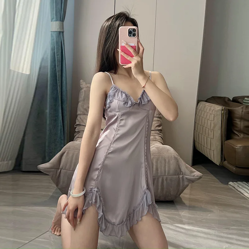 Lady New Spring Homewear Silk Satin Sleepwear Sexy Lace Nightwear Lingerie Chemise Nightdress Homedress Casual Nightgown
Lady New Spring Homewear Silk Satin Sleepwear Sexy Lace Nightwear Lingerie Chemise Nightdress Homedress Casual Nightgown