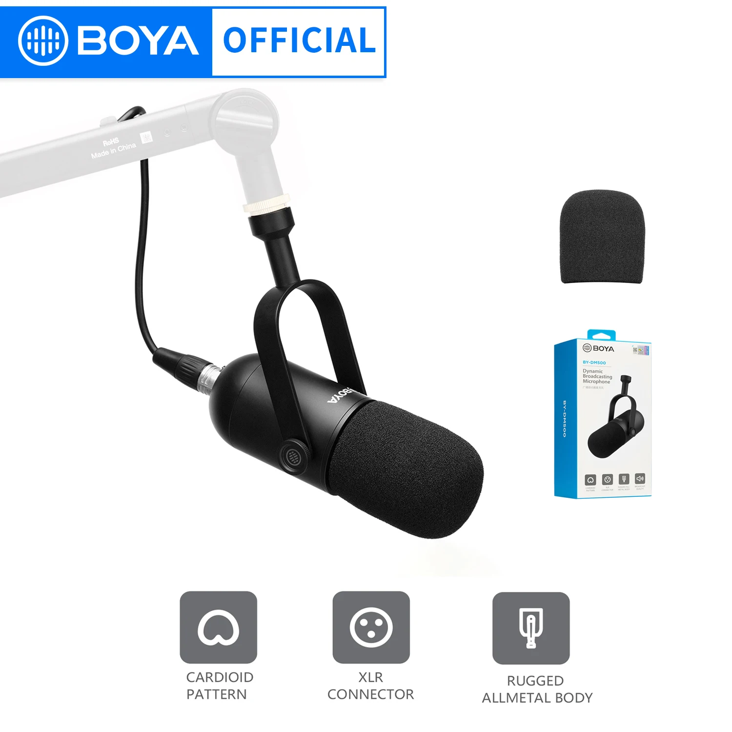 BOYA BY-DM500 Professional Dynamic Microphone Hanging Mic for Computer Live Streaming Vocals Recording Studio Performance
BOYA BY-DM500 Professional Dynamic Microphone Hanging Mic for Computer Live Streaming Vocals Recording Studio Performance