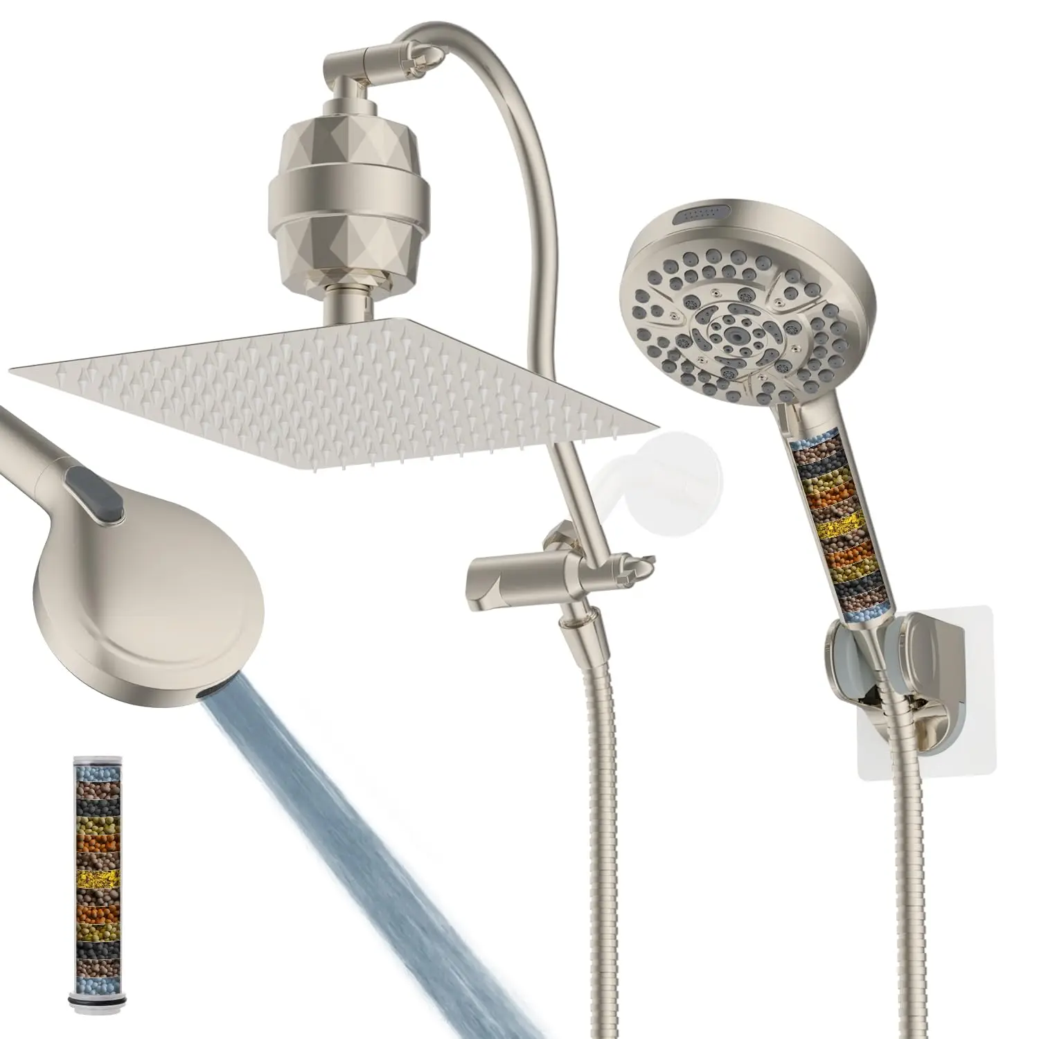 All Metal High Pressure Rainfall 10 Inch Shower Head With Handheld Combo 12 Inch Extension Arm 71 Inch Hose
All Metal High Pressure Rainfall 10 Inch Shower Head With Handheld Combo 12 Inch Extension Arm 71 Inch Hose