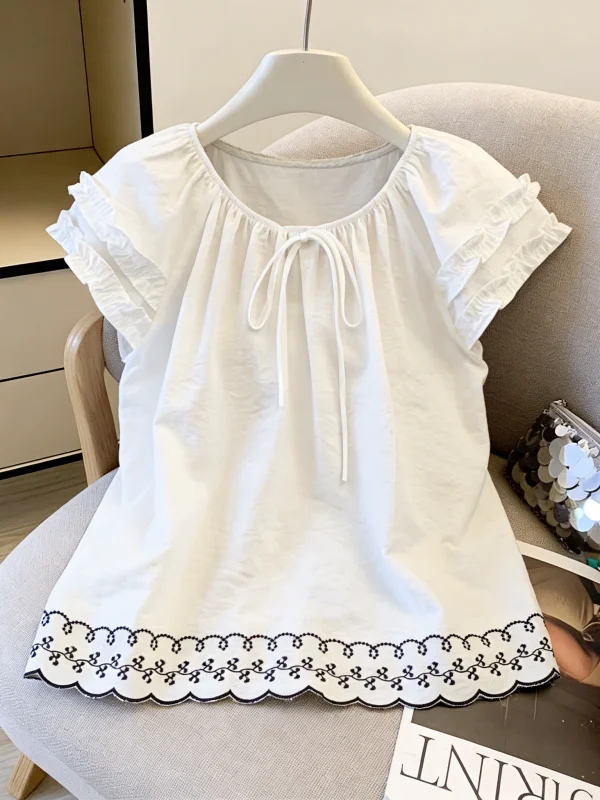 Summer New Style Women's Short Sleeve Shirt Little Flying Sleeve Doll Shirt plus Size Micro Fat MM Anti-Aging Top Korean Version
Summer New Style Women's Short Sleeve Shirt Little Flying Sleeve Doll Shirt plus Size Micro Fat MM Anti-Aging Top Korean Version