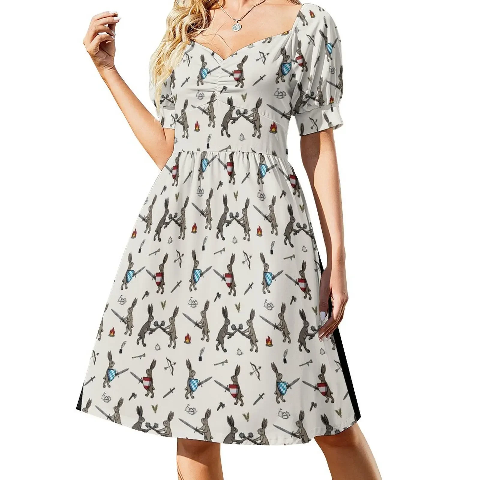 Medieval Marginalia Bunnies: Pattern Short-Sleeved Dress Bride dresses Woman clothing Women's summer long dress Dress
Medieval Marginalia Bunnies: Pattern Short-Sleeved Dress Bride dresses Woman clothing Women's summer long dress Dress