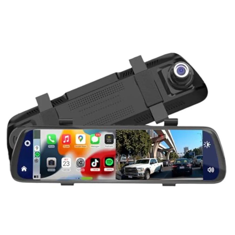 Rearview Mirror Camera for CarPlay Android Auto: 2K Front/Rear Dash Cam with Reverse Assist, Loop Recording, G-Sensor, Voice Co
Rearview Mirror Camera for CarPlay Android Auto: 2K Front/Rear Dash Cam with Reverse Assist, Loop Recording, G-Sensor, Voice Co