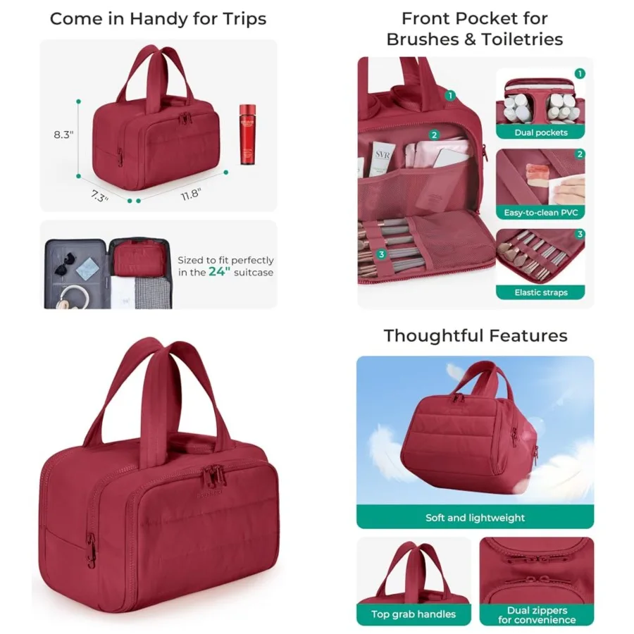 Travel Toiletry Bag, Puffy Toiletry Bag for Women, Wide-open toiletry bags for traveling, Large Travel Cosmetic Makeup Bag Organizer for Accessories,Toiletrie (Vintage Berry)
Travel Toiletry Bag, Puffy Toiletry Bag for Women, Wide-open toiletry bags for traveling, Large Travel Cosmetic Makeup Bag Organizer for Accessories,Toiletrie (Vintage Berry)