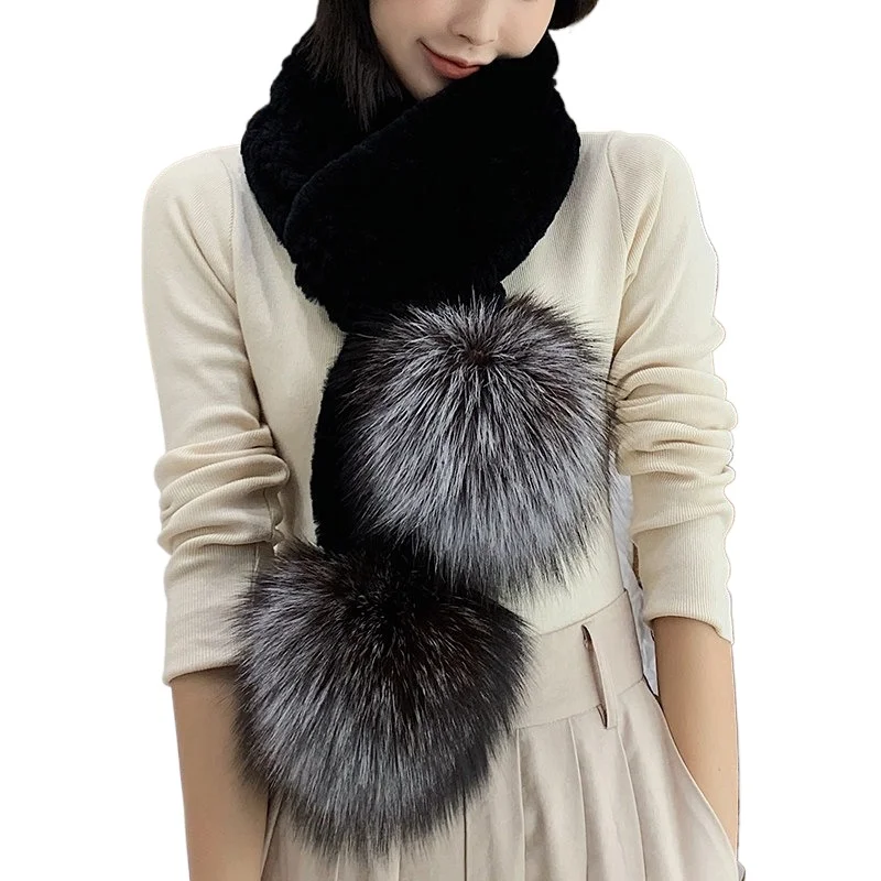 Winter Otter Rabbit Fur Scarf with Fox Fur Ball Dense Warm Fashion Shawl
Winter Otter Rabbit Fur Scarf with Fox Fur Ball Dense Warm Fashion Shawl