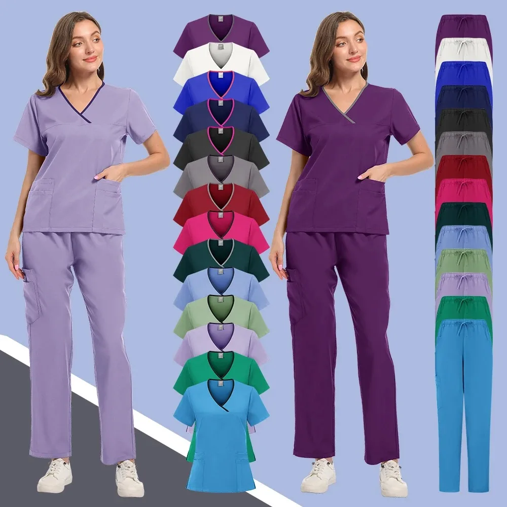 Pants Sets Short Sleeved Top Scrub Solid Color Surgical Gowns Medical Accessories Manicurist Beautician Nursing Scrub Sets Women
Pants Sets Short Sleeved Top Scrub Solid Color Surgical Gowns Medical Accessories Manicurist Beautician Nursing Scrub Sets Women