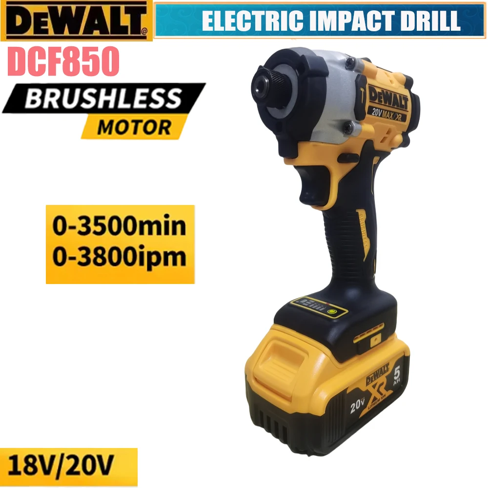 DEWALT DCF850 205N. M electric screwdriver, Impact frequency:0-3800lpm,Long endurance, Powerful torque, brushless cordless,
DEWALT DCF850 205N. M electric screwdriver, Impact frequency:0-3800lpm,Long endurance, Powerful torque, brushless cordless,