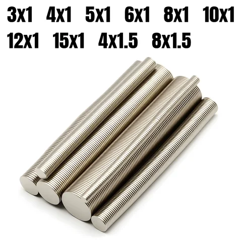 Round Super Strong Neodymium Magnet Powerful Magnets N35 Permanent Magnetic NdfeB Refrigerator DIY 3x1/5x1/10x1/12x1/15x1mm