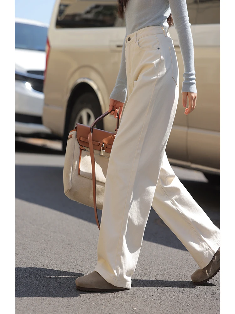 White Wide Leg Jeans Women Loose Fit Straight Cut Spring New Style Comfortable Lazy Sensation Long Trousers High Waist
White Wide Leg Jeans Women Loose Fit Straight Cut Spring New Style Comfortable Lazy Sensation Long Trousers High Waist