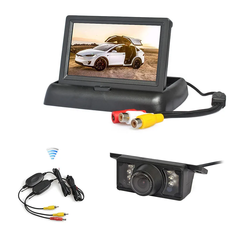 SMALUCK Wireless 4.3inch Foldable Car Monitor Reversing Camera Kit Back Up HD Rear View Car Camera IR Night Vision
SMALUCK Wireless 4.3inch Foldable Car Monitor Reversing Camera Kit Back Up HD Rear View Car Camera IR Night Vision