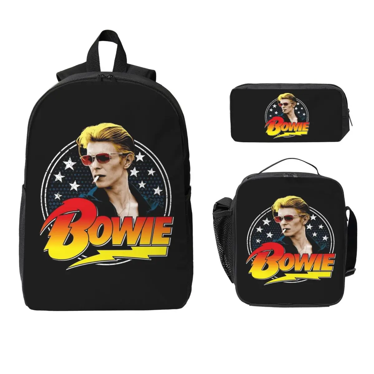 Davids Bowied Backpack Student Boys Girls BookBag School Bag Laptop Shoulder Bags 3ps Insulated Lunch Bag Pencil Case
Davids Bowied Backpack Student Boys Girls BookBag School Bag Laptop Shoulder Bags 3ps Insulated Lunch Bag Pencil Case