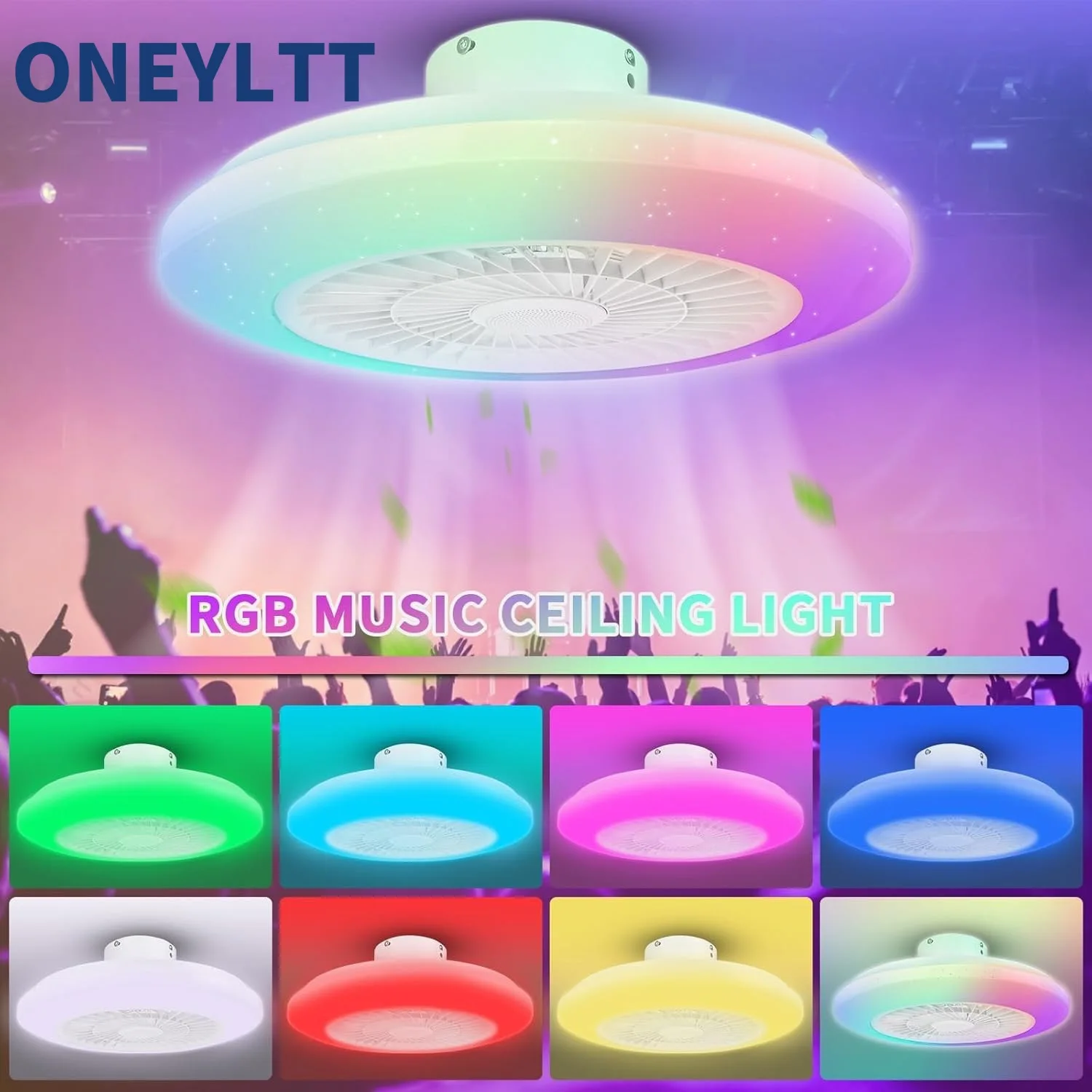 Star point RGB Colorful Bedroom Fan Light Home Restaurant LED Ceiling Light Intelligent Bluetooth Music Invisible Fan
Star point RGB Colorful Bedroom Fan Light Home Restaurant LED Ceiling Light Intelligent Bluetooth Music Invisible Fan