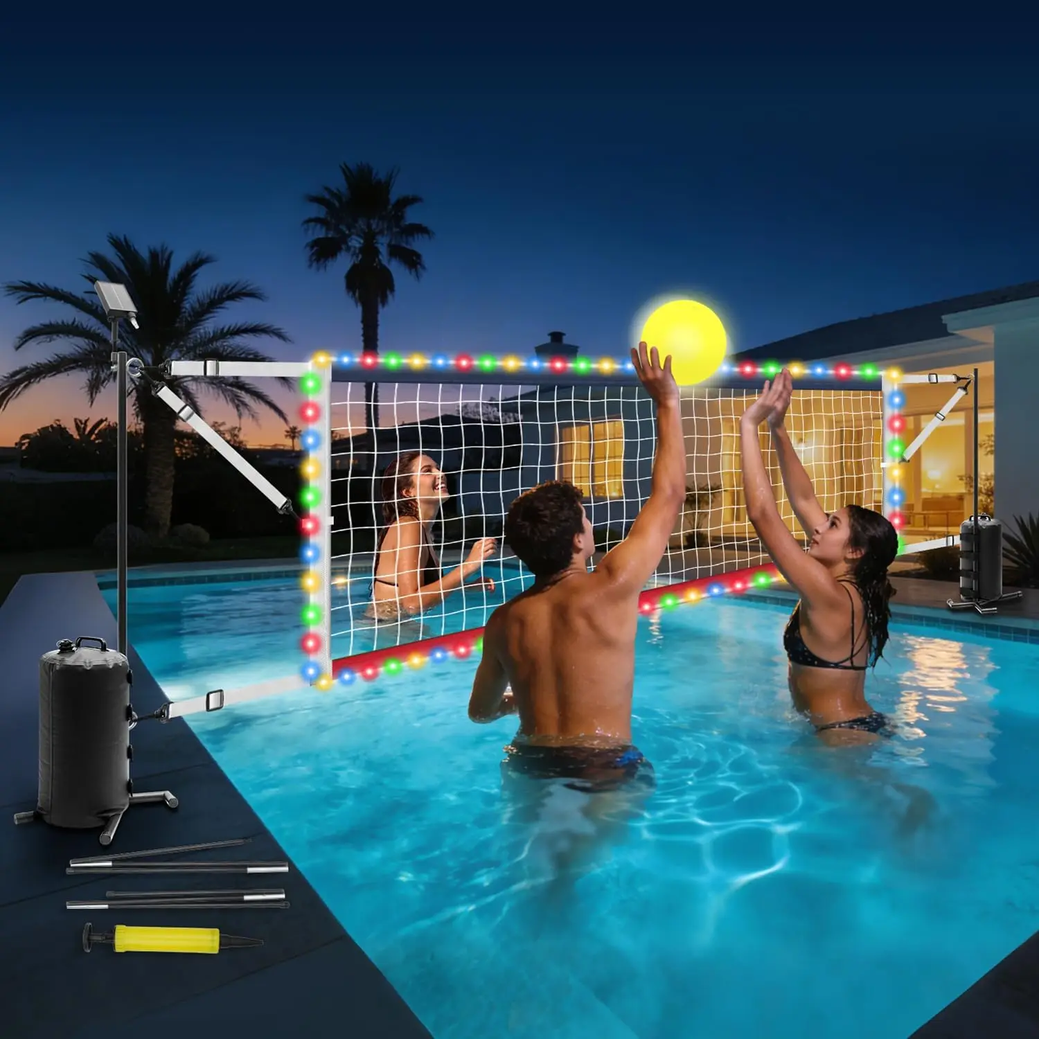 LED-Lit Portable Volleyball Net Set for Inground Swimming Pools, Adjustable 15–32 FT Width with Anti-Sagging Design, Includes Glowing Ball and Weighted Bases, Outdoor Pool Game Equipment
LED-Lit Portable Volleyball Net Set for Inground Swimming Pools, Adjustable 15–32 FT Width with Anti-Sagging Design, Includes Glowing Ball and Weighted Bases, Outdoor Pool Game Equipment