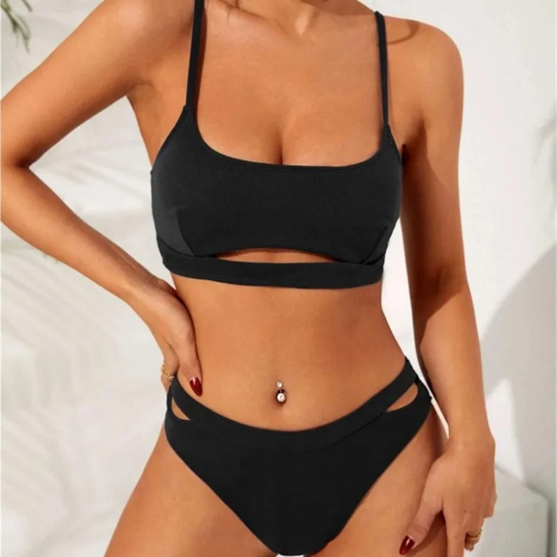 2025 New Sexy Swimsuit Black Split Small Chest Bikini Cutout With Chest Padding Women's Swimsuit Set
2025 New Sexy Swimsuit Black Split Small Chest Bikini Cutout With Chest Padding Women's Swimsuit Set