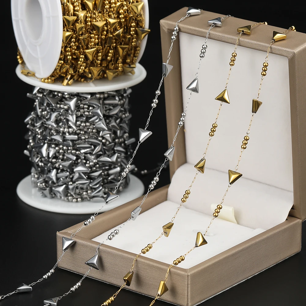 1m Stainless Steel Golden Chains With Triangle Shape Beads Chains for DIY Necklace Handmade Waist Chain Jewelry Making Findings
1m Stainless Steel Golden Chains With Triangle Shape Beads Chains for DIY Necklace Handmade Waist Chain Jewelry Making Findings