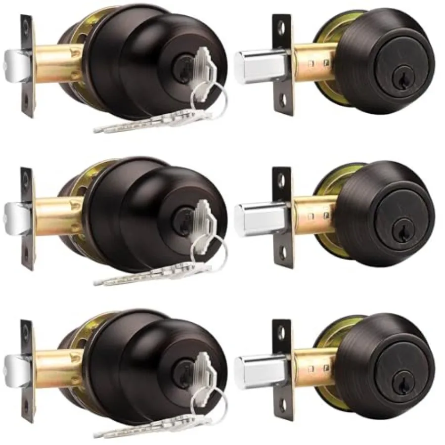 3 Sets-Entry Door Knob Lockset and Single Cylinder Deadbolt Combination Set, Keyed Alike Front Handlesets in, Combo Pack Door K
3 Sets-Entry Door Knob Lockset and Single Cylinder Deadbolt Combination Set, Keyed Alike Front Handlesets in, Combo Pack Door K