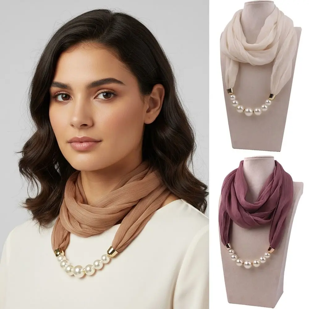 Fashion Pearl Bead Chain Scarf Windproof Chiffon Material Pendant Scarf Sun Protection Chiffon Scarf Women's Wear
Fashion Pearl Bead Chain Scarf Windproof Chiffon Material Pendant Scarf Sun Protection Chiffon Scarf Women's Wear