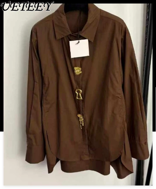 2026 Spring/summer New Arrival Unique Metal Eye Pin Design Long-sleeve Shirt High-low Polo Collar Blouse for Women Blusas
2026 Spring/summer New Arrival Unique Metal Eye Pin Design Long-sleeve Shirt High-low Polo Collar Blouse for Women Blusas