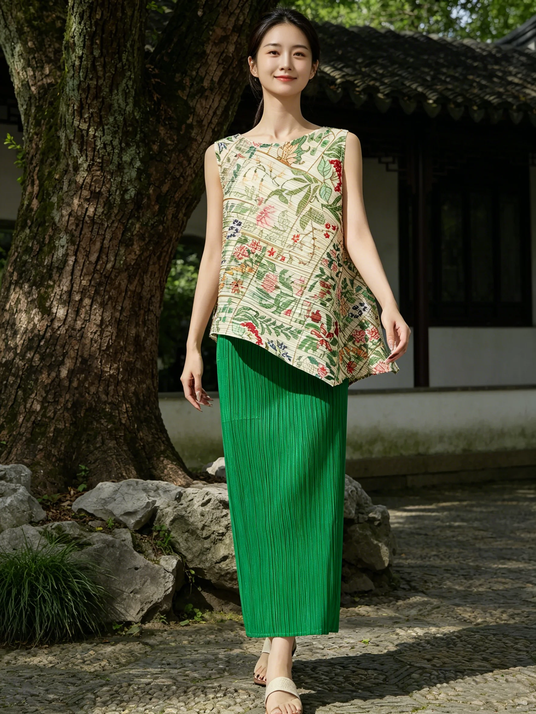 Summer Floral Embellished Sleeveless Vest And Half Skirt Two-Piece Set Women's Fashion Slimming Age-Defying Country Style
Summer Floral Embellished Sleeveless Vest And Half Skirt Two-Piece Set Women's Fashion Slimming Age-Defying Country Style