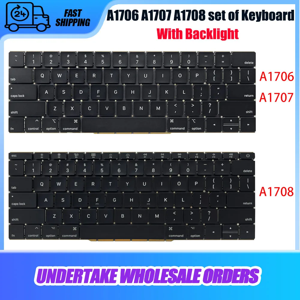 New A1706 A1707 A1708 Keyboard US UK Layout with Backlight For Macbook Retina 13'' 15'' 2016 2017 years Replacement Key boards
New A1706 A1707 A1708 Keyboard US UK Layout with Backlight For Macbook Retina 13'' 15'' 2016 2017 years Replacement Key boards