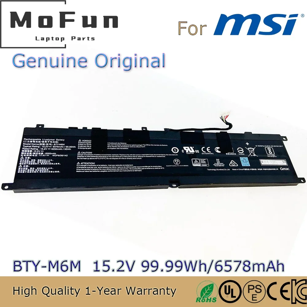 Совершенно новый оригинальный аккумулятор для ноутбука BTY-M6M 15,2 В 99,99 Втч для MSI Creator 15 A10SFS A10SE Stealth GE66 GS66 и т. д.
Совершенно новый оригинальный аккумулятор для ноутбука BTY-M6M 15,2 В 99,99 Втч для MSI Creator 15 A10SFS A10SE Stealth GE66 GS66 и т. д.