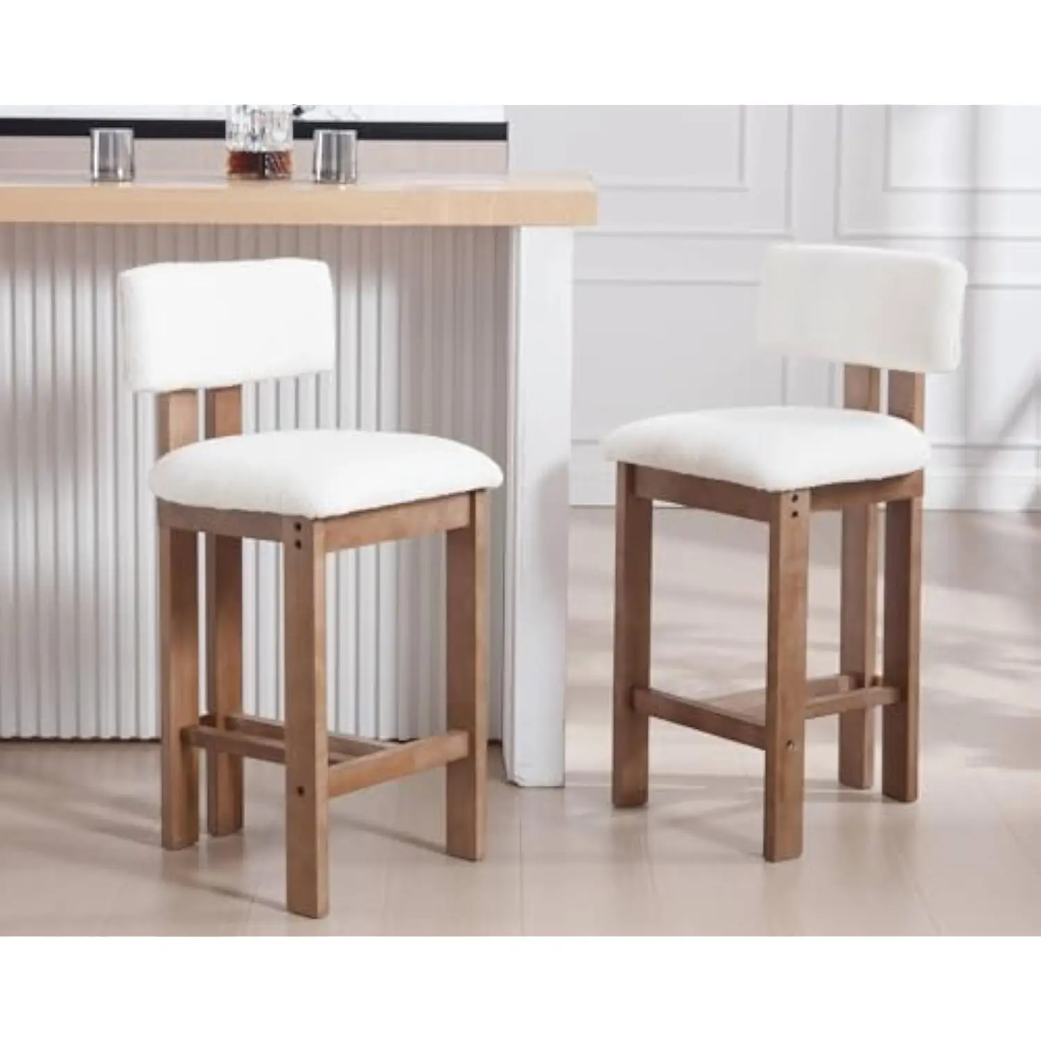26 H Upholstered Counter Stools with T-Shape Open Back, Modern Counter Height Bar Chairs with Natural Wood Legs, Set of 2, She
26 H Upholstered Counter Stools with T-Shape Open Back, Modern Counter Height Bar Chairs with Natural Wood Legs, Set of 2, She