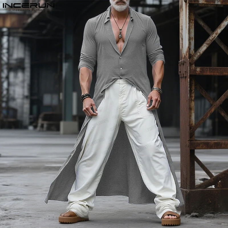 INCERUN Мужская длинная стильная рубашка, однотонная, с лацканами и длинным рукавом, свободная повседневная мужская одежда, уличная одежда, модные мужские топы, Camisas S-5XL
INCERUN Мужская длинная стильная рубашка, однотонная, с лацканами и длинным рукавом, свободная повседневная мужская одежда, уличная одежда, модные мужские топы, Camisas S-5XL