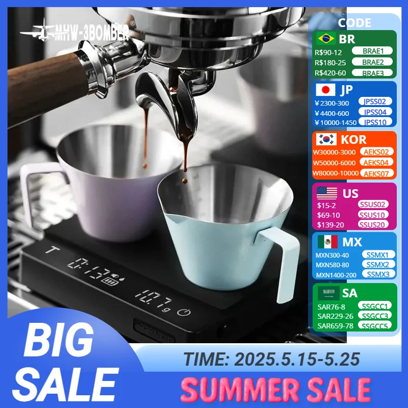MHW-3BOMBER Espresso Shot Cups with Handle Single/Double Mouth Coffee Measuring Cup Stainless Steel Pouring Cup Barista Tools
MHW-3BOMBER Espresso Shot Cups with Handle Single/Double Mouth Coffee Measuring Cup Stainless Steel Pouring Cup Barista Tools