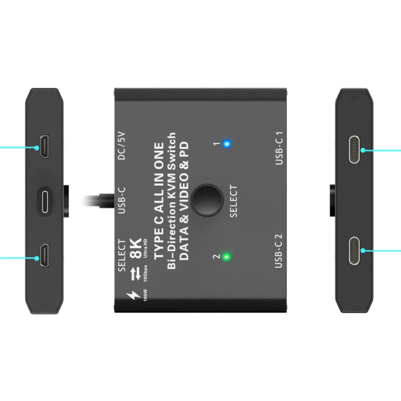 USB C Switch 2 Computers 1 Monitor,8K@60Hz USB C Switch 2 in 1 Out for 2 Laptop, 10Gbps / USB 3.1 Gen 2 / 100W PD/Wired Remote
USB C Switch 2 Computers 1 Monitor,8K@60Hz USB C Switch 2 in 1 Out for 2 Laptop, 10Gbps / USB 3.1 Gen 2 / 100W PD/Wired Remote