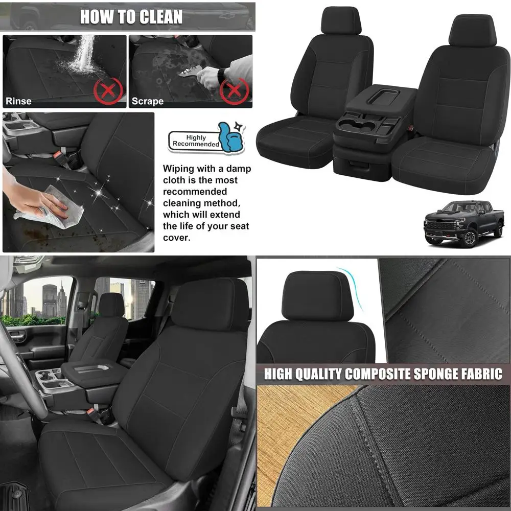 Front Seat Covers Replace for 2019-2025 Chevy Silverado 1500 and GMC Sierra 1500, Knitted Fabric Composite Soft Foam Lining Airm
Front Seat Covers Replace for 2019-2025 Chevy Silverado 1500 and GMC Sierra 1500, Knitted Fabric Composite Soft Foam Lining Airm