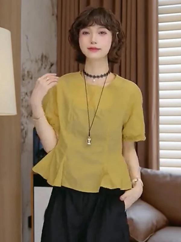 Women's Chiffon Shirt Casual Slim Fit Short Sleeve Summer Fashionable Top Korean Style Commute Wind Loose Fit round Neck
Women's Chiffon Shirt Casual Slim Fit Short Sleeve Summer Fashionable Top Korean Style Commute Wind Loose Fit round Neck