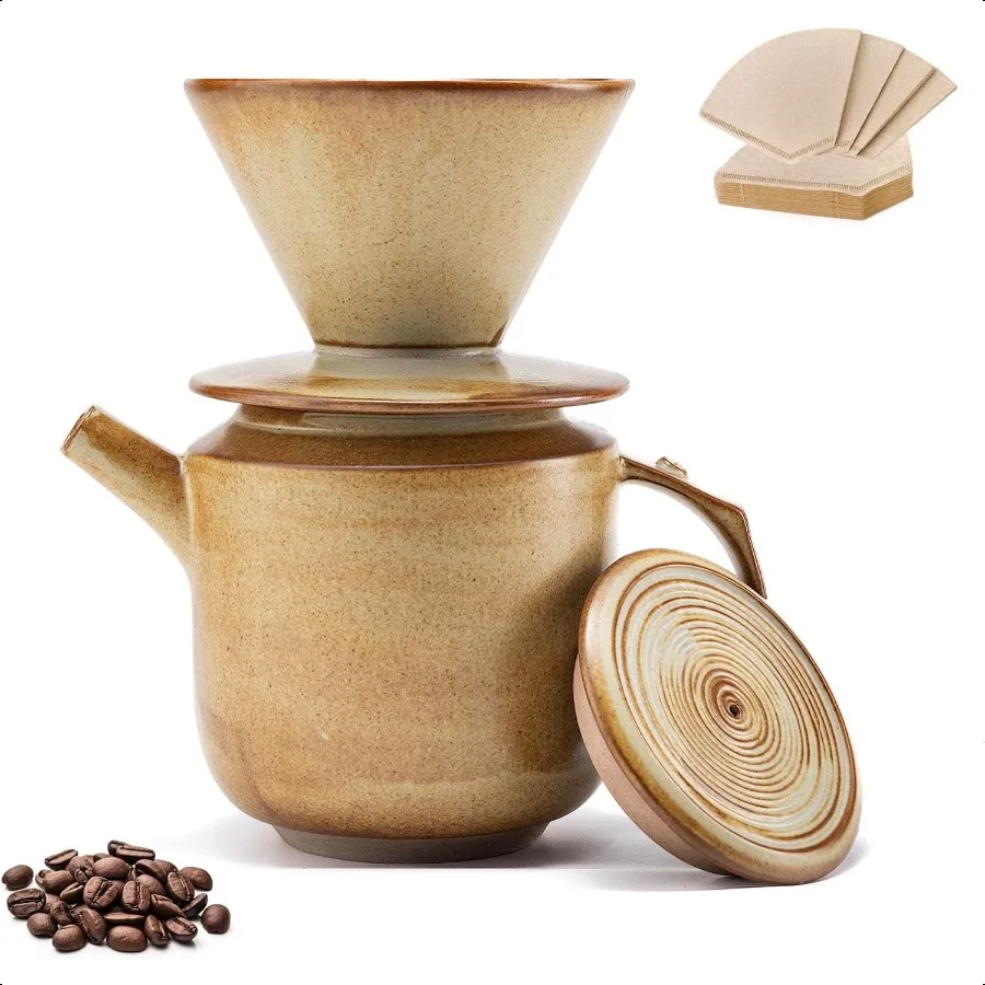 Набор кофеварки Pour Over с крышкой и бумажными кофейными флантатами V60, 20 отсчетов, термостойкий набор капельниц для кофе с высоким температурам для Ho 
Набор кофеварки Pour Over с крышкой и бумажными кофейными флантатами V60, 20 отсчетов, термостойкий набор капельниц для кофе с высоким температурам для Ho