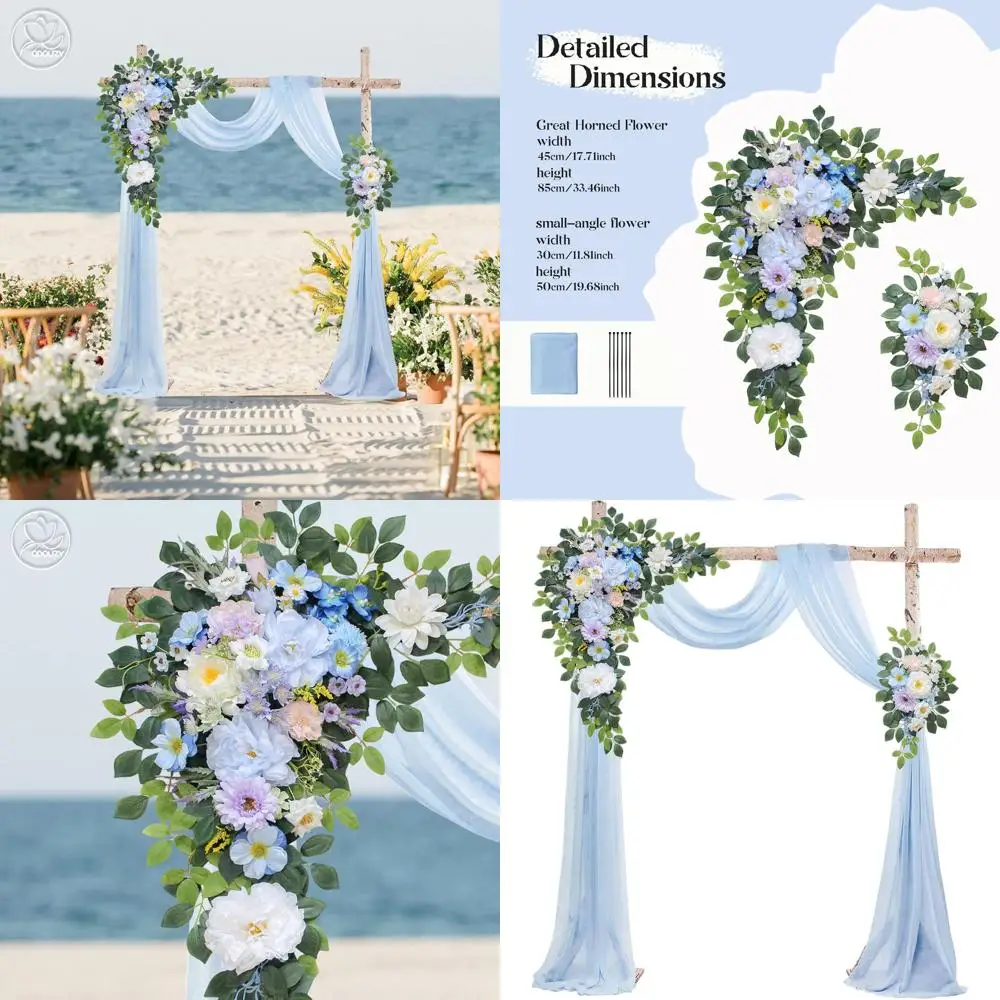 Набор из 3 искусственных декоративных элементов для нижней арки с 2 композициями и 1 прозрачной драпировкой, небесно-голубой цветочный фон для свадьбы
Набор из 3 искусственных декоративных элементов для нижней арки с 2 композициями и 1 прозрачной драпировкой, небесно-голубой цветочный фон для свадьбы