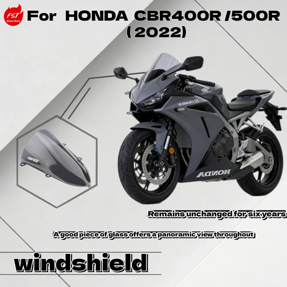 For H onda CBR400R CBR500R 2022 New Motorcycle Racing Tall Windshield Front Windscreen Fairing Wind Deflector Modified Parts
For H onda CBR400R CBR500R 2022 New Motorcycle Racing Tall Windshield Front Windscreen Fairing Wind Deflector Modified Parts