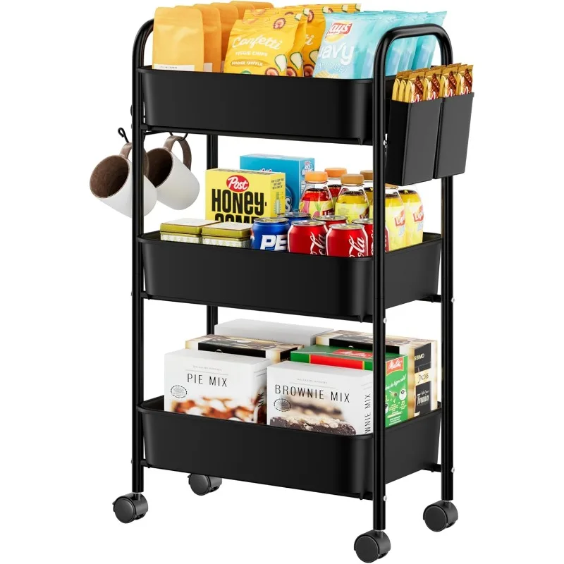 3 Tier Rolling Storage Cart, Utility Organizer Shelves with Wheels for Kitchen Bathroom, Basket 17.5"x12" Black
3 Tier Rolling Storage Cart, Utility Organizer Shelves with Wheels for Kitchen Bathroom, Basket 17.5"x12" Black