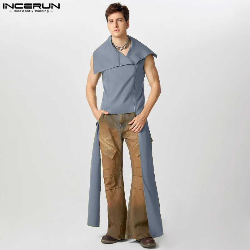 INCERUN Handsome New Men Tops Fashionable Solid Cropped Ribbon Design Vests Male Clubwear Hot Sale Zipper Large Lapel Waistcoats
INCERUN Handsome New Men Tops Fashionable Solid Cropped Ribbon Design Vests Male Clubwear Hot Sale Zipper Large Lapel Waistcoats