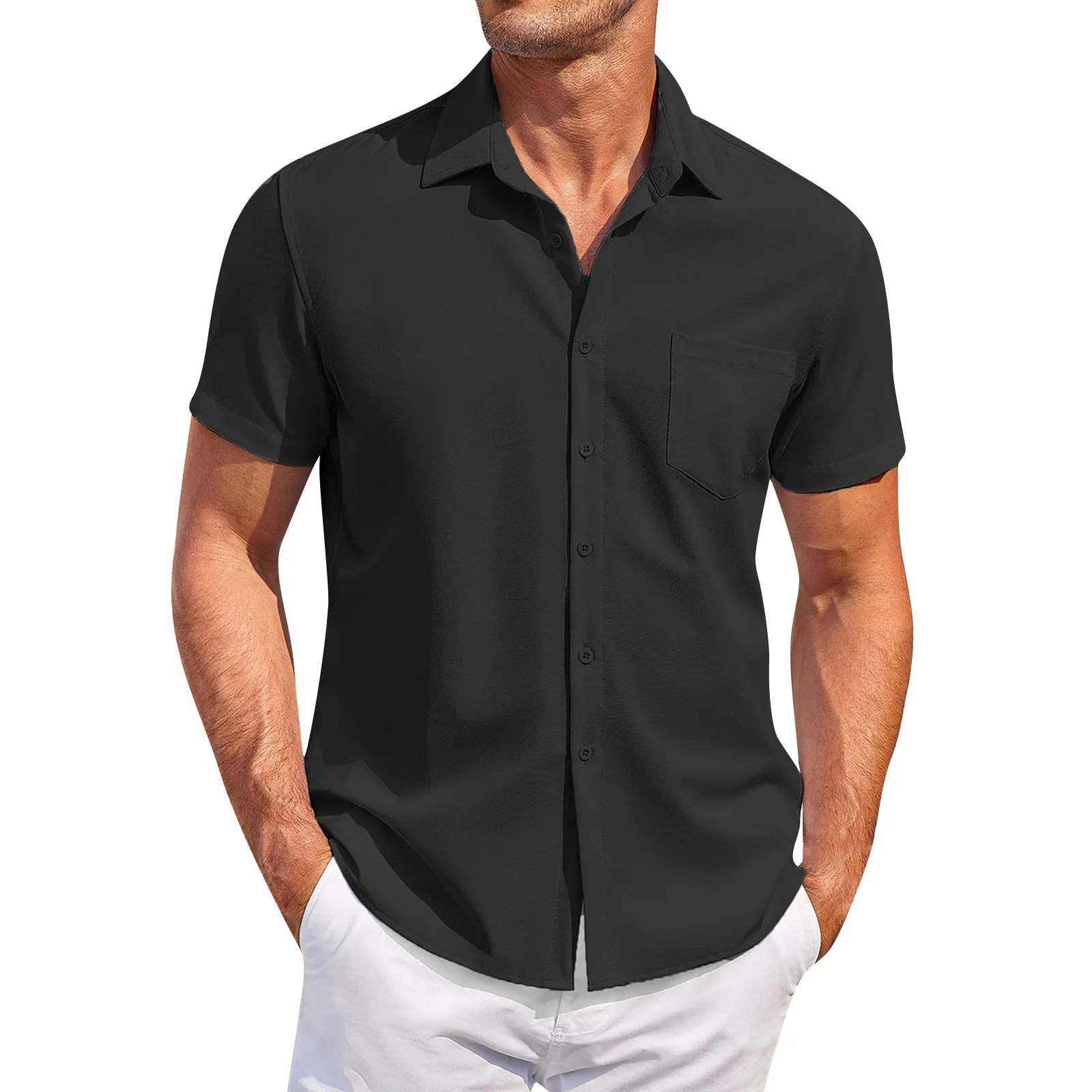 Summer Men'S Clothing Casual Comfortable Breathable Solid Color Short-Sleeved Shirt Ropa Hombre
Summer Men'S Clothing Casual Comfortable Breathable Solid Color Short-Sleeved Shirt Ropa Hombre