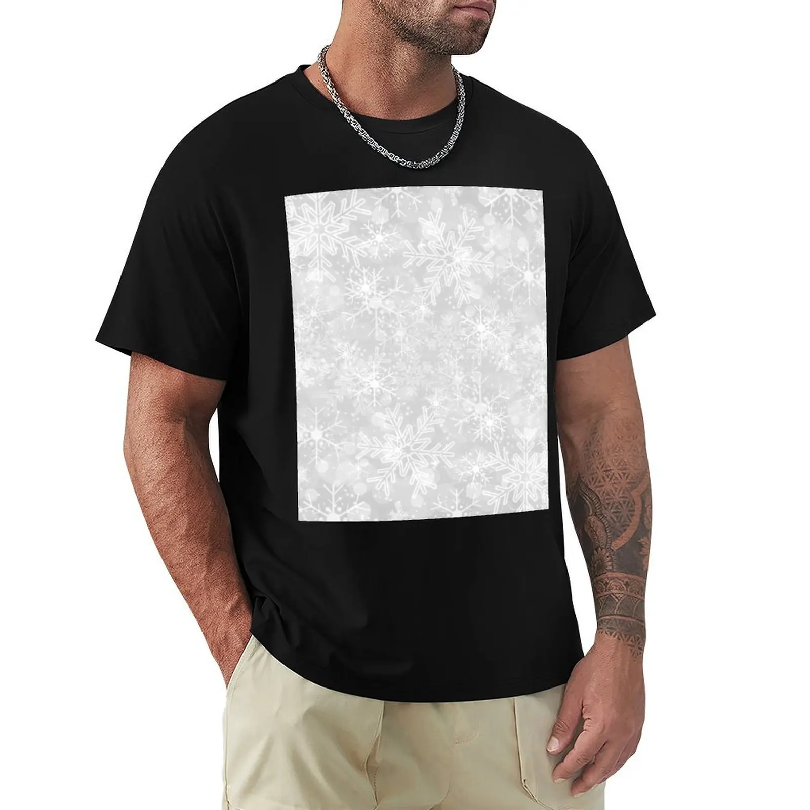 Winter Silver Snowflakes Pattern T-Shirt Non-Shrink Basic Cotton T-Shirt
Winter Silver Snowflakes Pattern T-Shirt Non-Shrink Basic Cotton T-Shirt