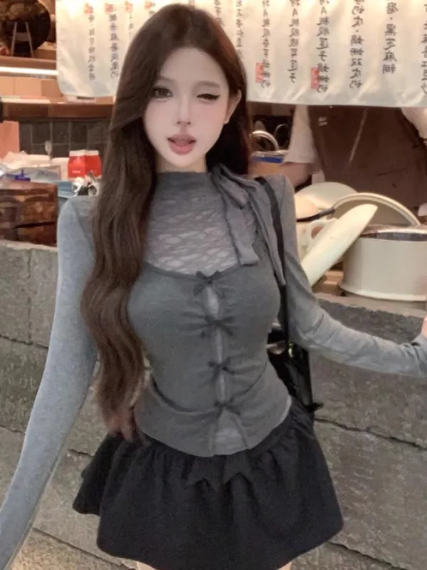 Korean Style Pure Desire Knot Long Sleeve T-Shirt Women's Slim Fit Inner Wear Strap Top Two-Piece Set Autumn New Ar...
Korean Style Pure Desire Knot Long Sleeve T-Shirt Women's Slim Fit Inner Wear Strap Top Two-Piece Set Autumn New Ar...