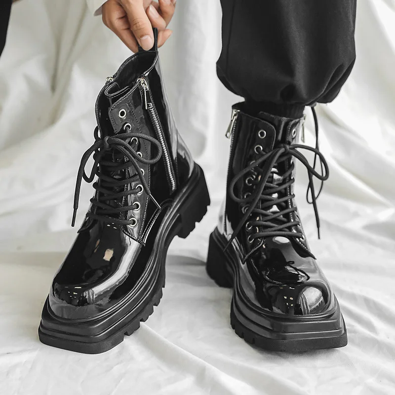 men casual square toe platform boots black trendy patent leather shoes party banquet dress cowboy boot handsome motorcycle botas
men casual square toe platform boots black trendy patent leather shoes party banquet dress cowboy boot handsome motorcycle botas