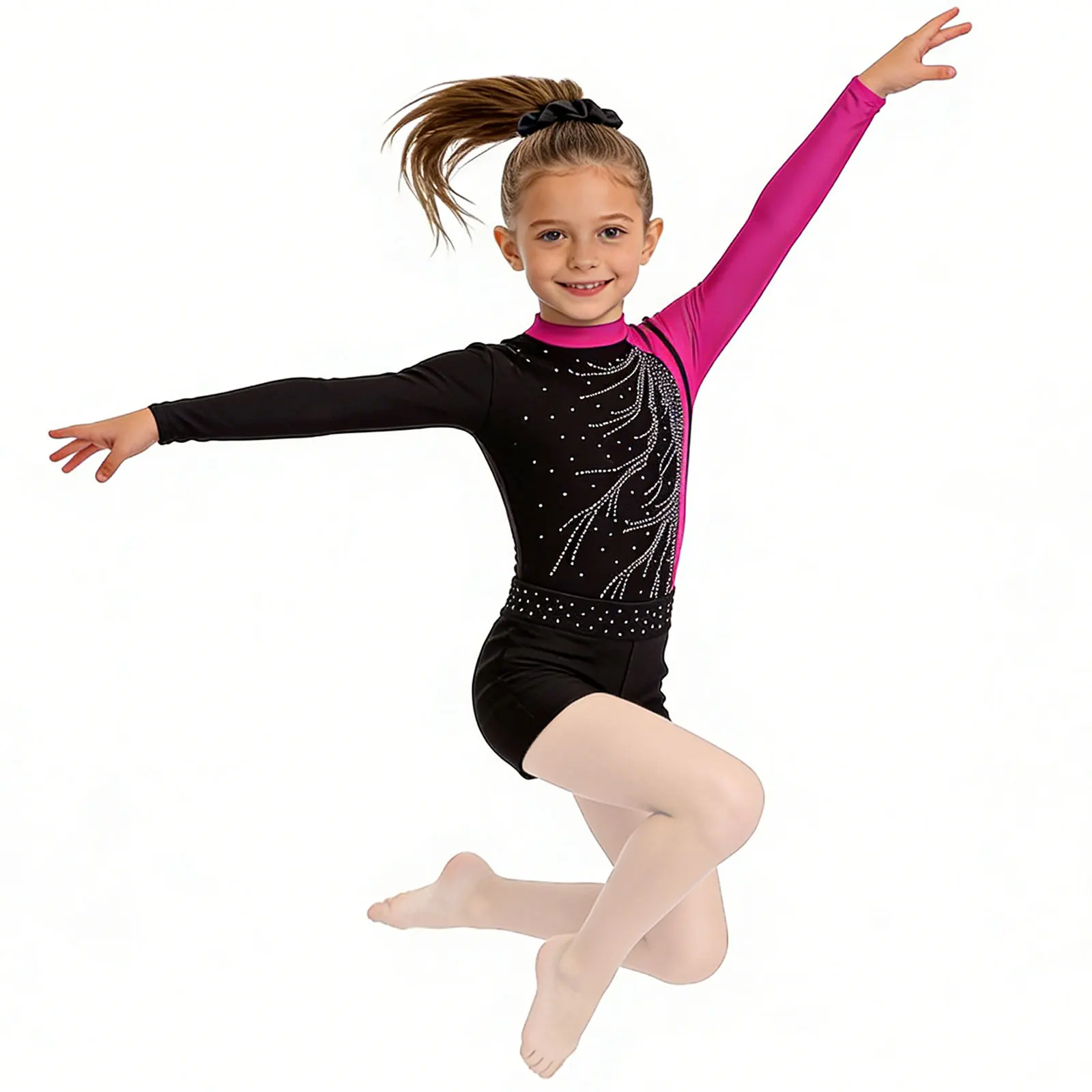 Kids Girls Ballet Dance Unitards Set Long Sleeve Shiny Rhinestones Leotard with Shorts Bag Hair Band for Gymnastics Ice Skating
Kids Girls Ballet Dance Unitards Set Long Sleeve Shiny Rhinestones Leotard with Shorts Bag Hair Band for Gymnastics Ice Skating